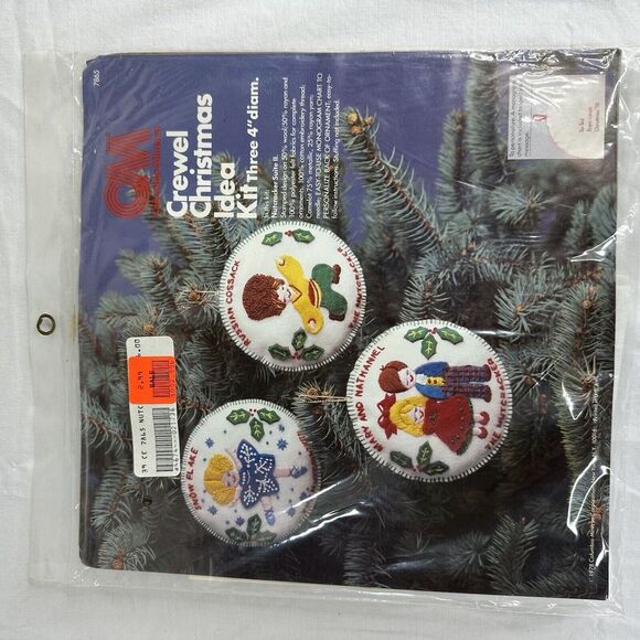 (5) Columbia-Minerva Crewel Christmas Idea Kits Ornaments‎ Vtg 1976 1978 NEW NOS - Picture 11 of 16
